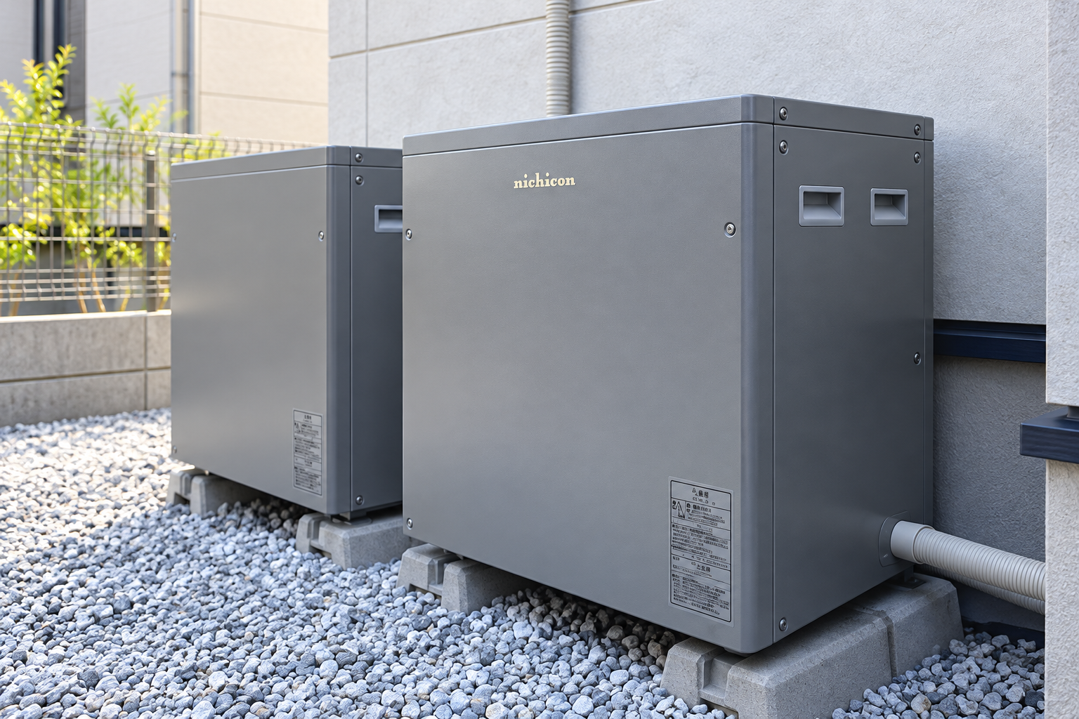 住まいの外壁に設置された家庭用蓄電池
